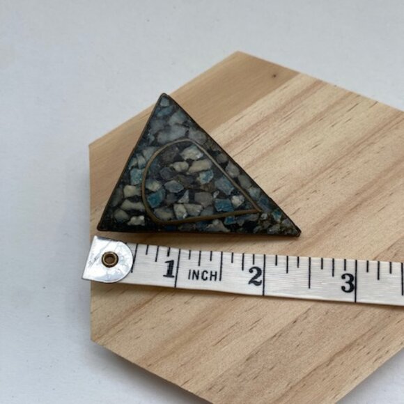 Vintage Indian Brass with Blue stones Triangle Brooch and Bangle - Picture 7 of 9